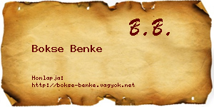 Bokse Benke névjegykártya